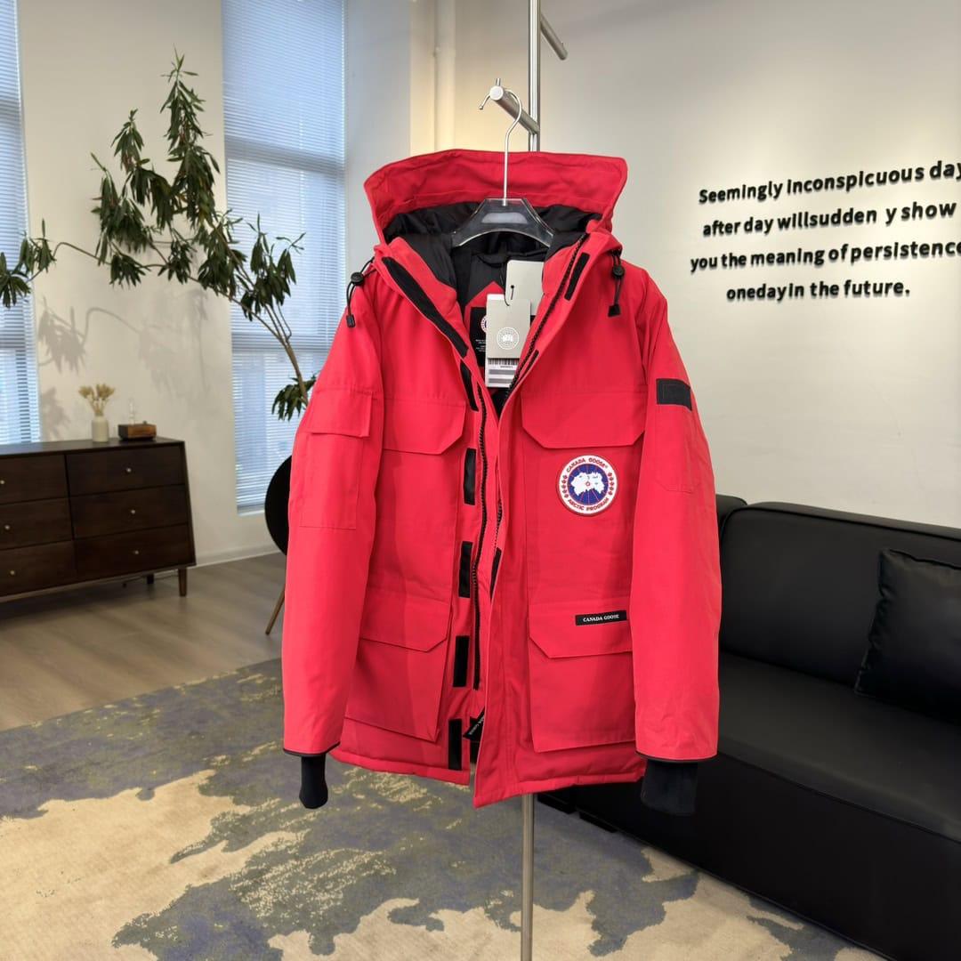 Canada Goose Expedition 08 Red Label Hooded Waterproof Windproof Long Parka Down Jacket Unisex Red - Image 6