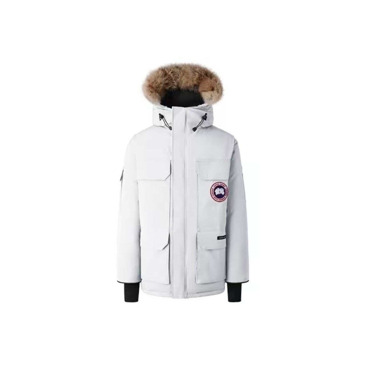 Canada Goose Expedition Fusion Fit 08 Red Label Logo Patch Hooded Waterproof Windproof Long Parka Down Jacket Unisex White