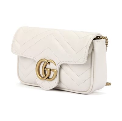 GUCCI GG Marmont Super Mini Leather Shoulder Bag White