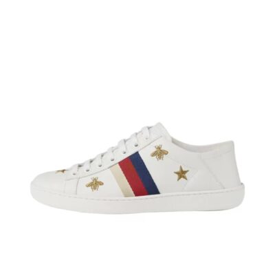 Gucci ACE Bee & Star Embroidered Sneakers Women White
