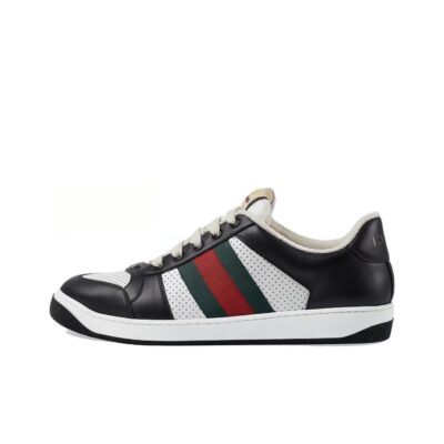 Gucci Screener Leather Low-Top Sneakers Unisex Black White