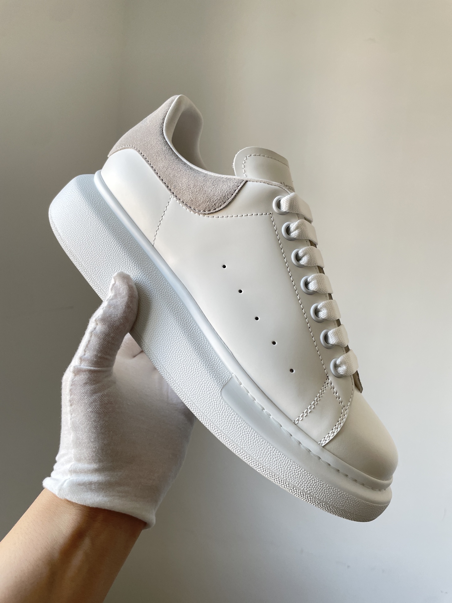 Alexander McQueen Oversized Sneaker Leather Luxury Low-Top Sneakers Unisex Gray Suede Heel - Image 2