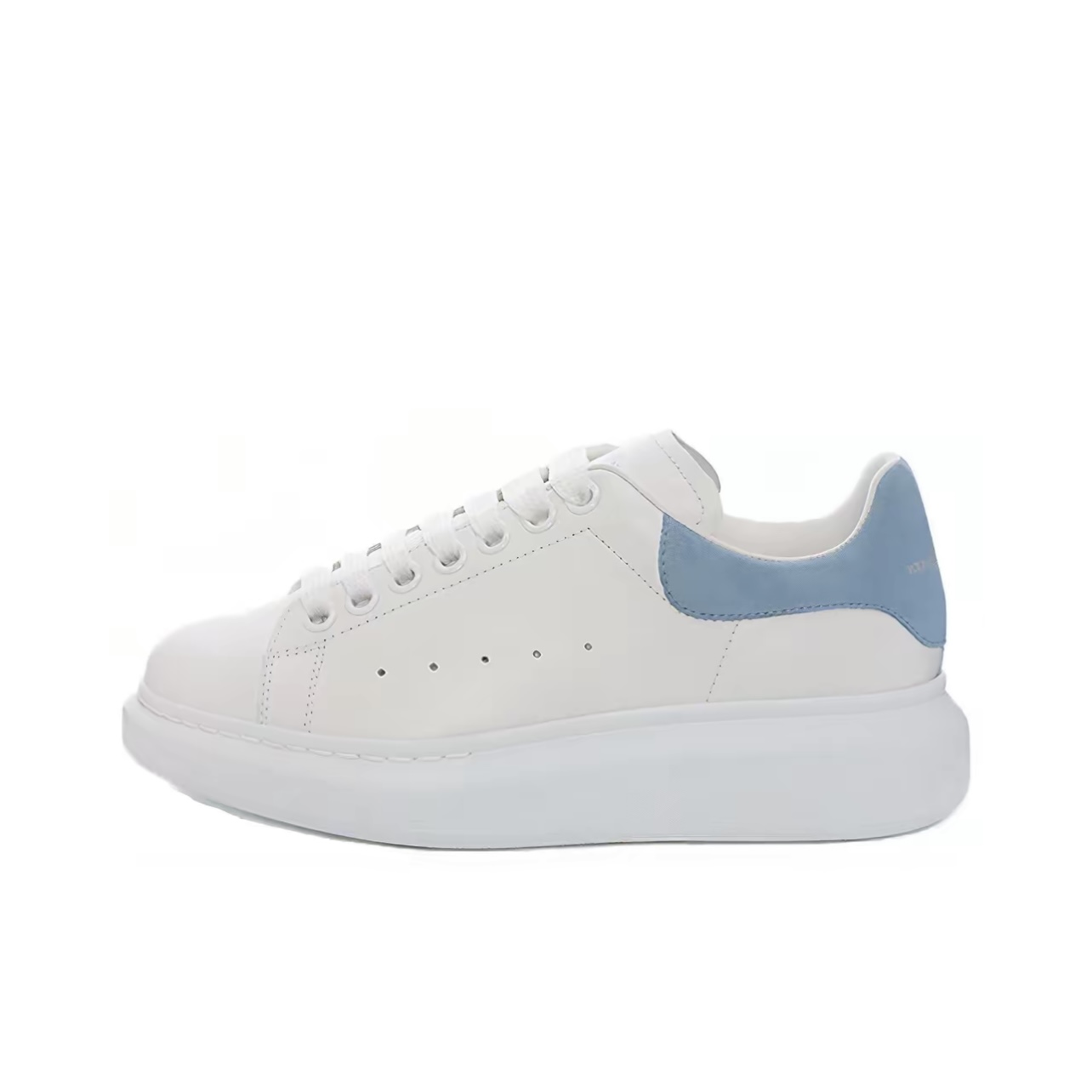 Alexander McQueen Oversized Sneaker Leather Soft Blue Heel Low-Top Sneakers Women White Blue