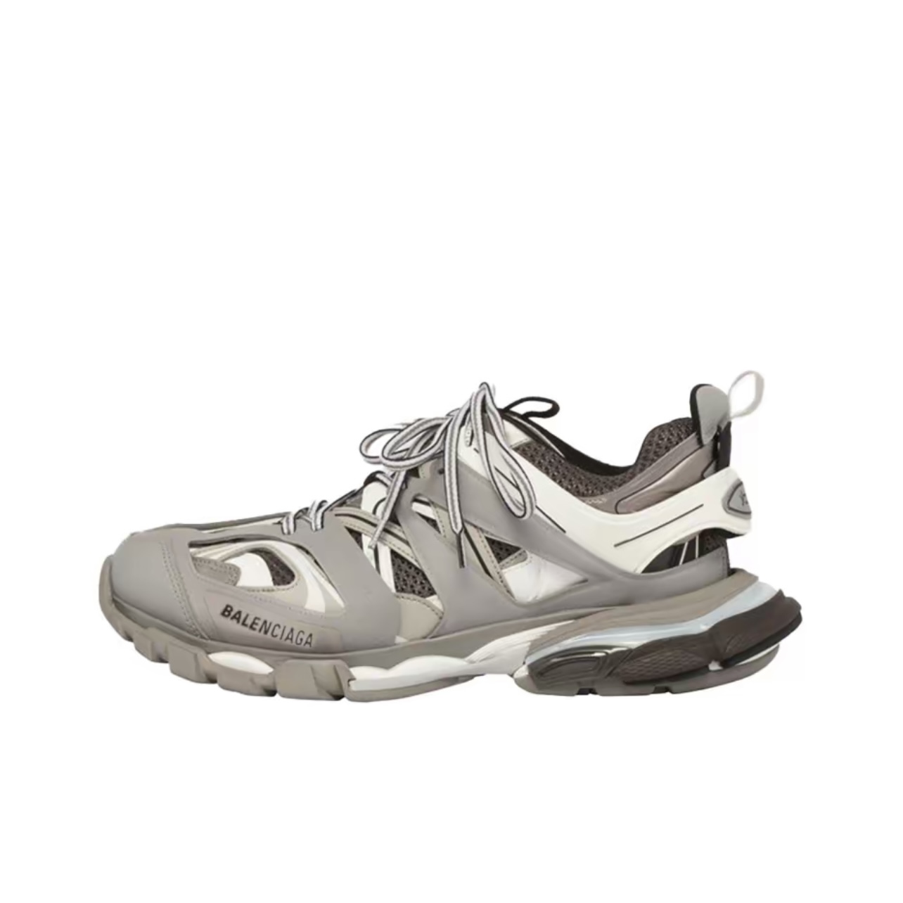 Balenciaga Track Round-Toe Lace-Up Low-Top Gray White Sneakers