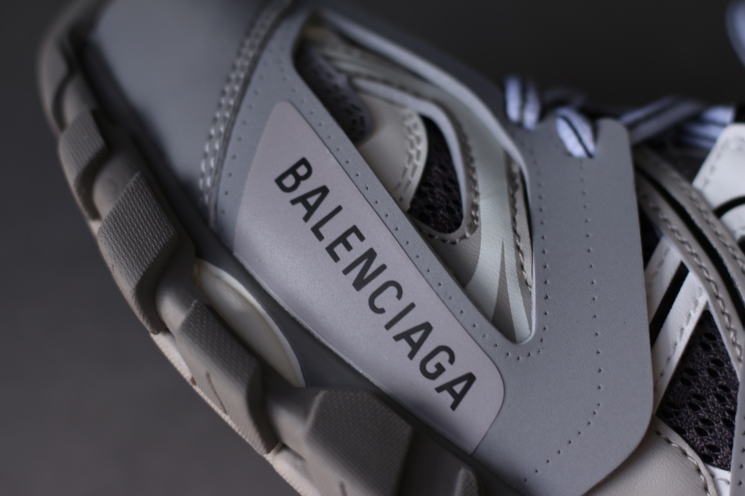 Balenciaga Track Round-Toe Lace-Up Low-Top Gray White Sneakers - Image 6