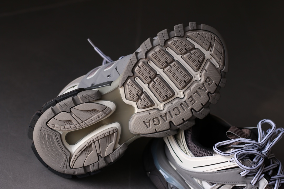 Balenciaga Track Round-Toe Lace-Up Low-Top Gray White Sneakers - Image 7
