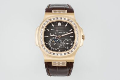 Patek Philippe Nautilus 40mm Brown Dial Rose Gold & Diamond Bezel