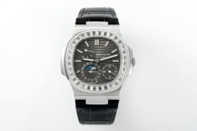Patek Philippe Nautilus 40mm Brown Dial White Gold & Diamond Bezel