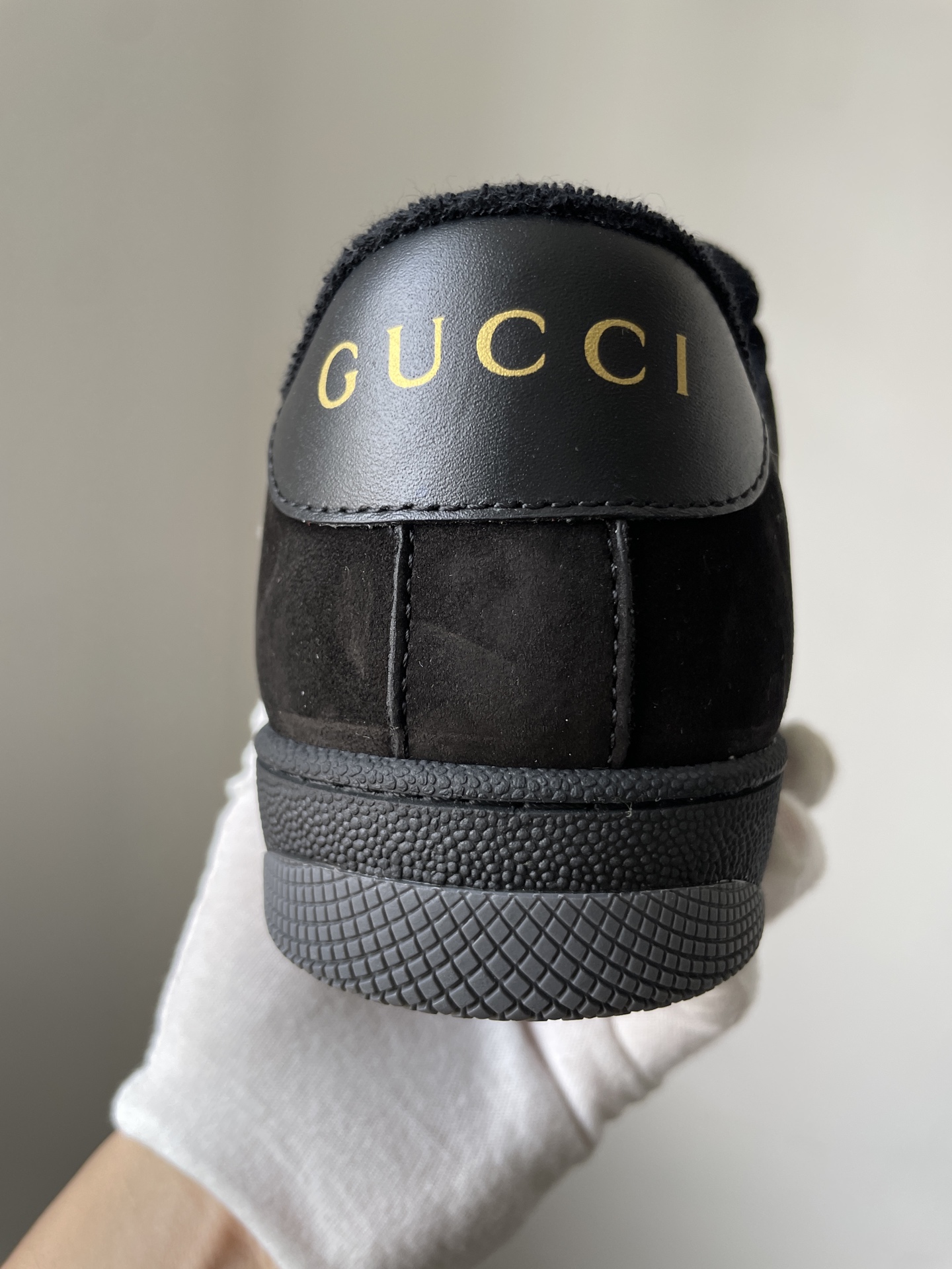 Gucci Screener Round Toe Lace-Up Sneakers Men Black - Image 6