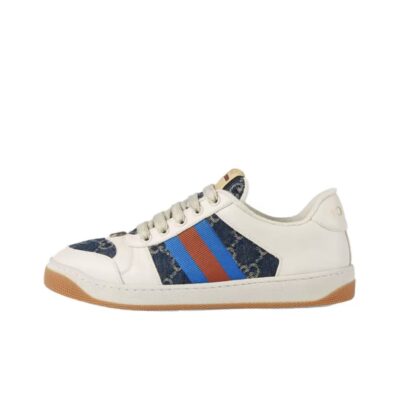 Gucci Screener GG Enamel Print Sneakers Unisex Red Blue