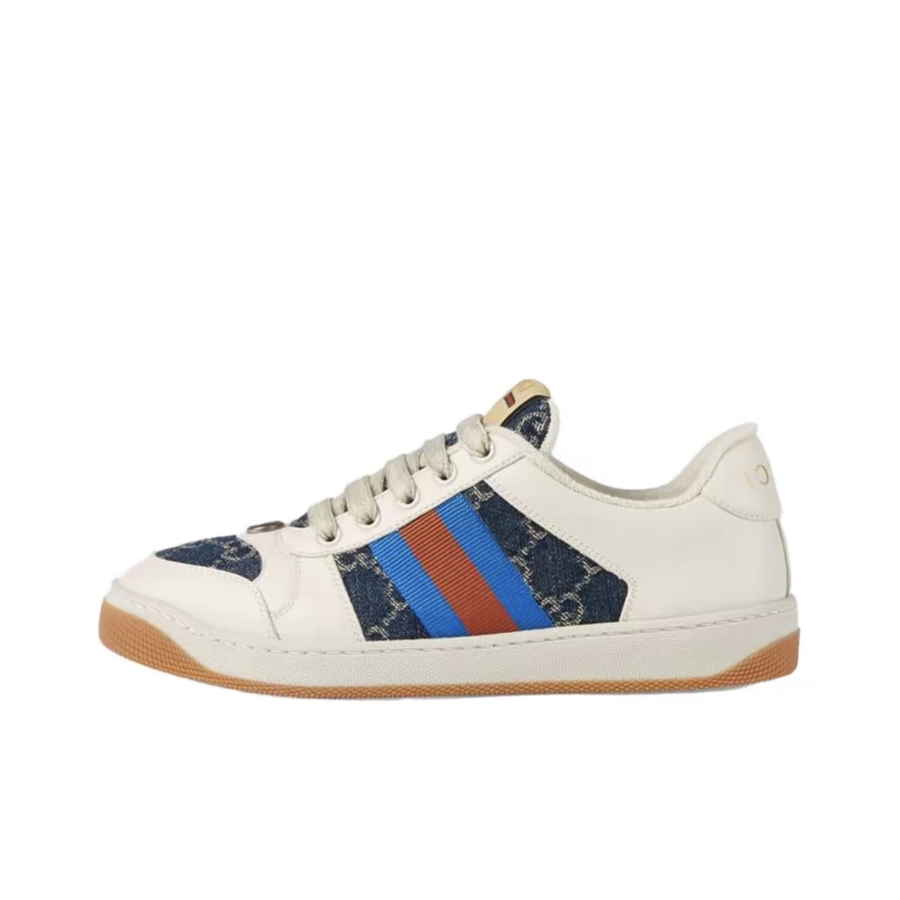 Gucci Screener GG Enamel Print Sneakers Unisex Red Blue