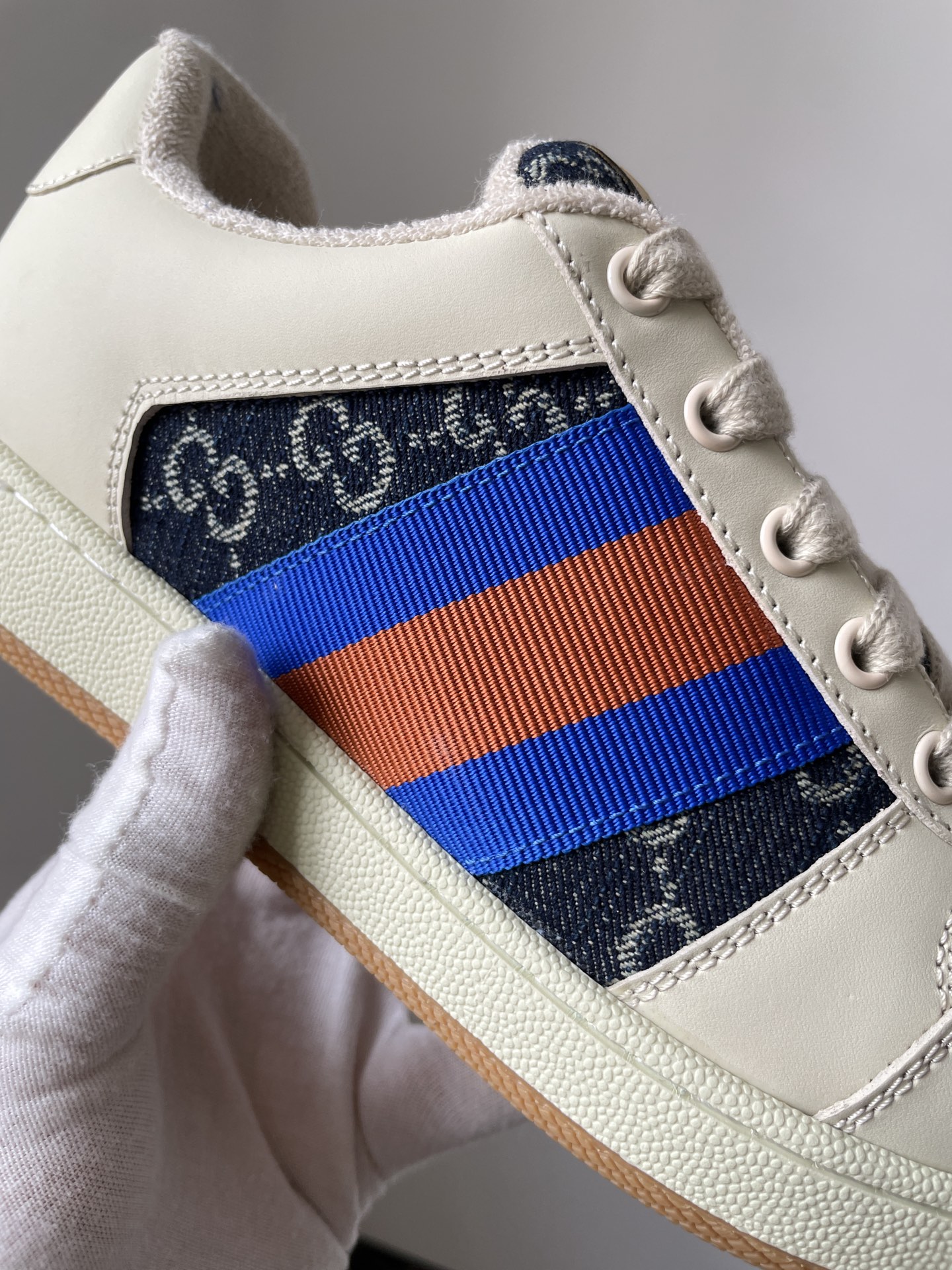 Gucci Screener GG Enamel Print Sneakers Unisex Red Blue - Image 4