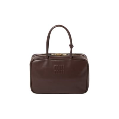MIU MIU Beau Calfskin Bowling Shoulder Bag with Gold Hardware – Heather Wood