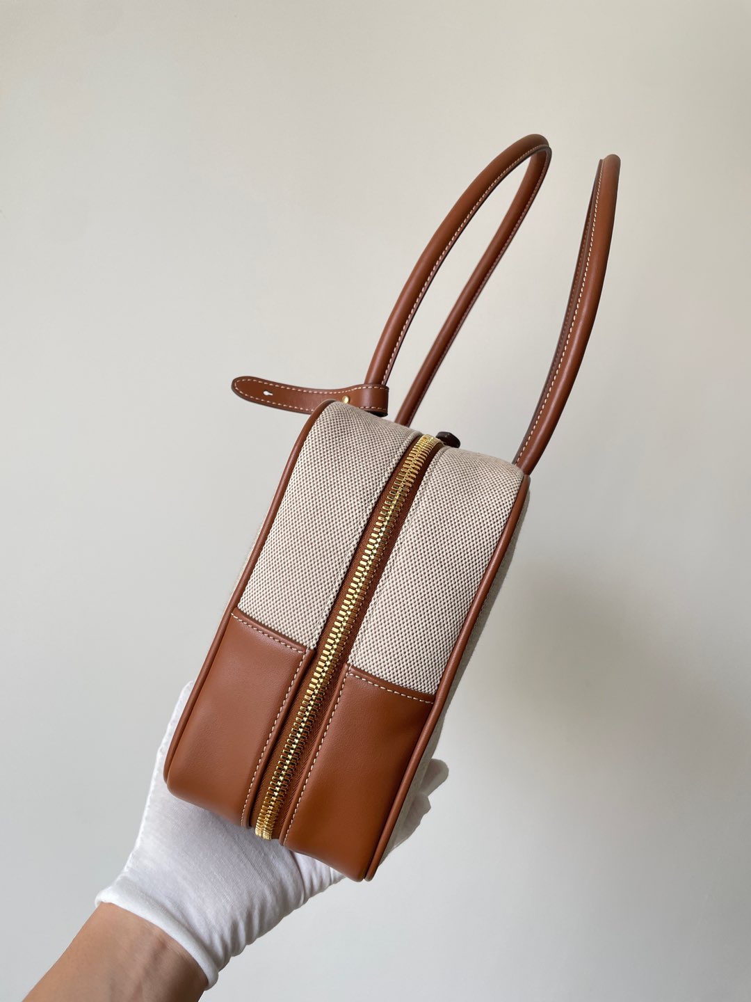 MIU MIU Logo Canvas and Leather Shoulder Handbag – Beige & Brandy - Image 6