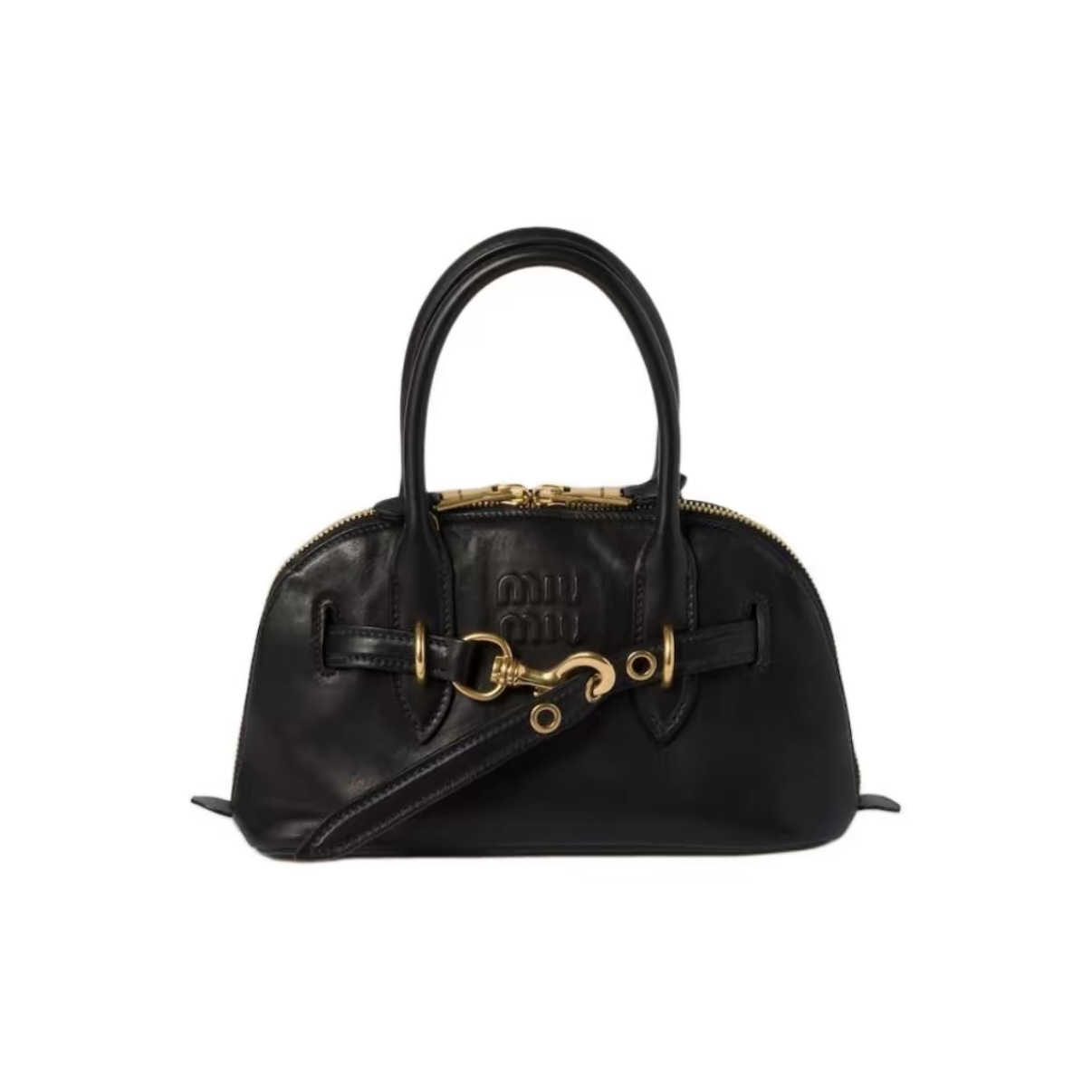 MIU MIU Aventure Nappa Leather Shoulder Crossbody Handbag – Black