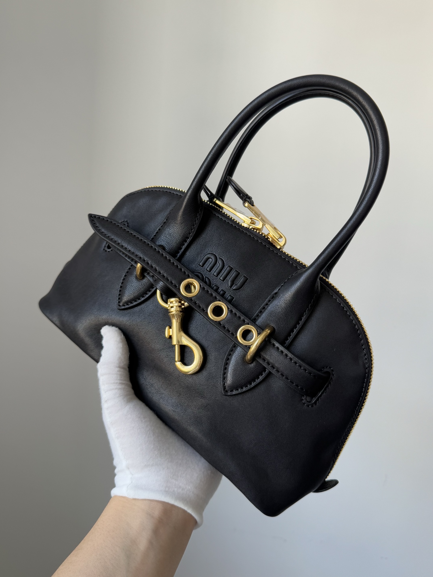 MIU MIU Aventure Nappa Leather Shoulder Crossbody Handbag – Black - Image 4