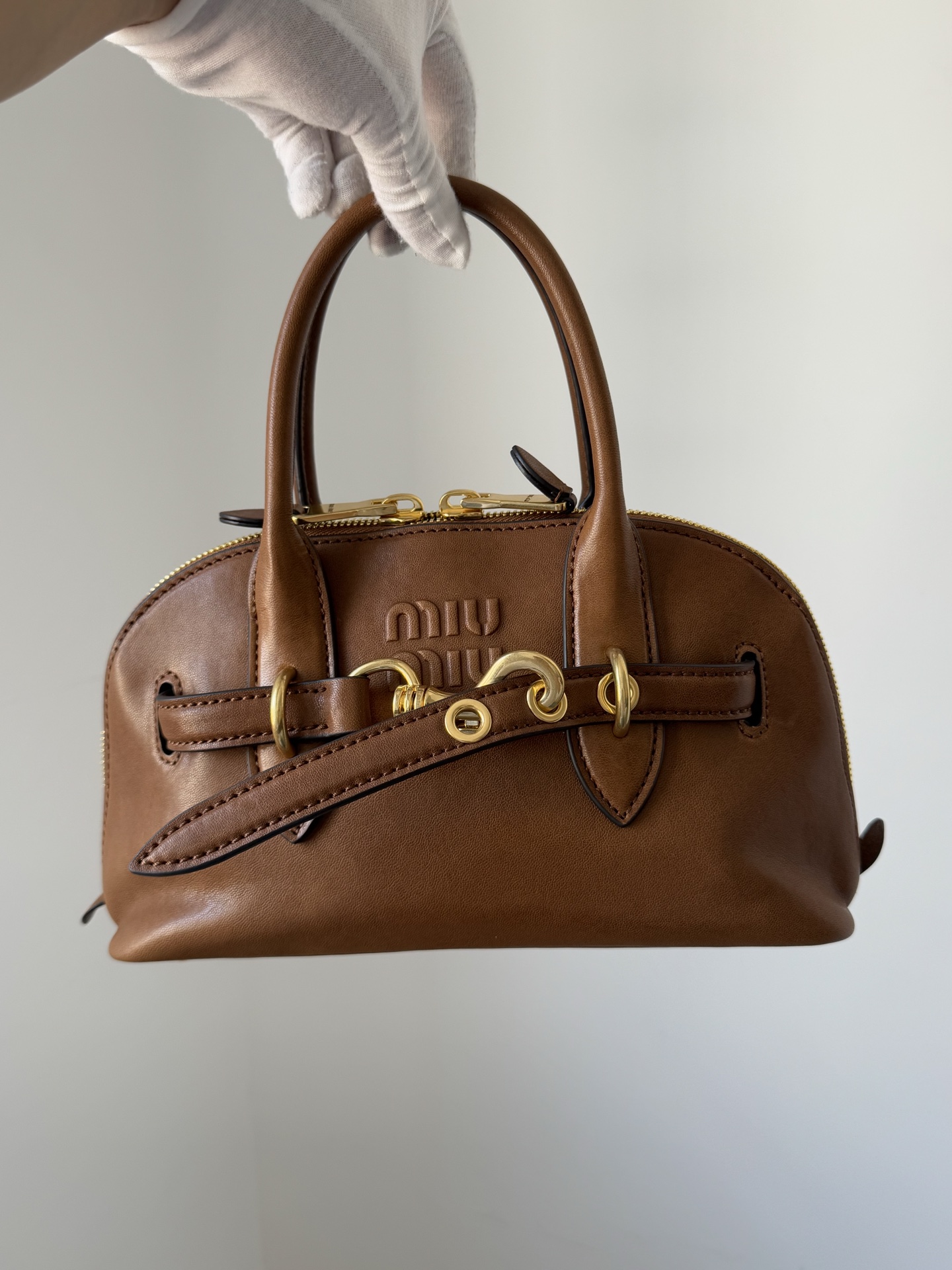 MIU MIU Aventure Nappa Leather Shoulder Crossbody Handbag – Oak Brown - Image 2