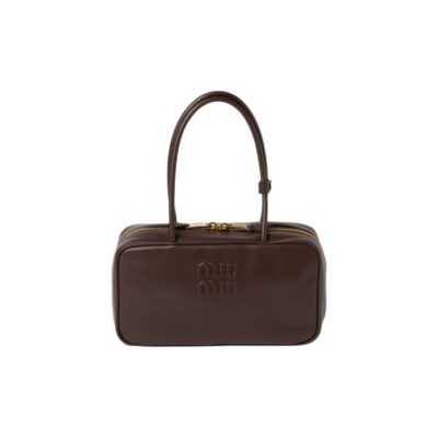 MIU MIU Beau Calfskin Handbag with Embossed Logo – Heather Wood