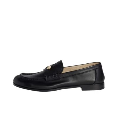Miu Miu Calfskin Round Toe Slip-On Flat Loafers Women Black