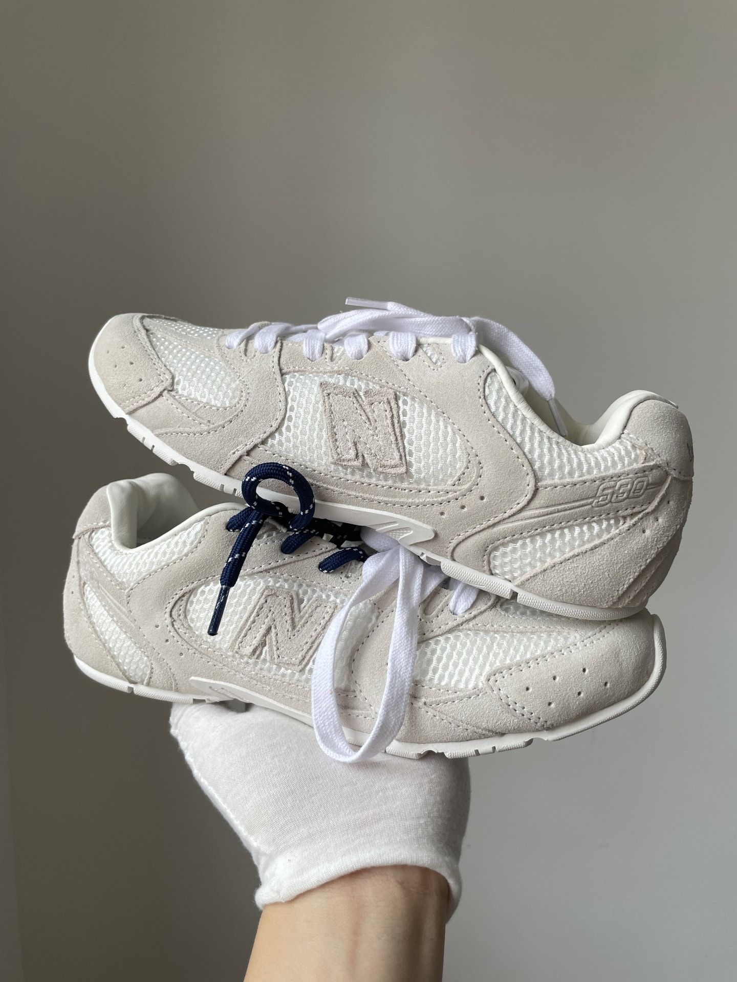 New Balance x Miu Miu NB 530 SL Qixi Edition Suede Mesh Low-Top Sneakers Women White - Image 3