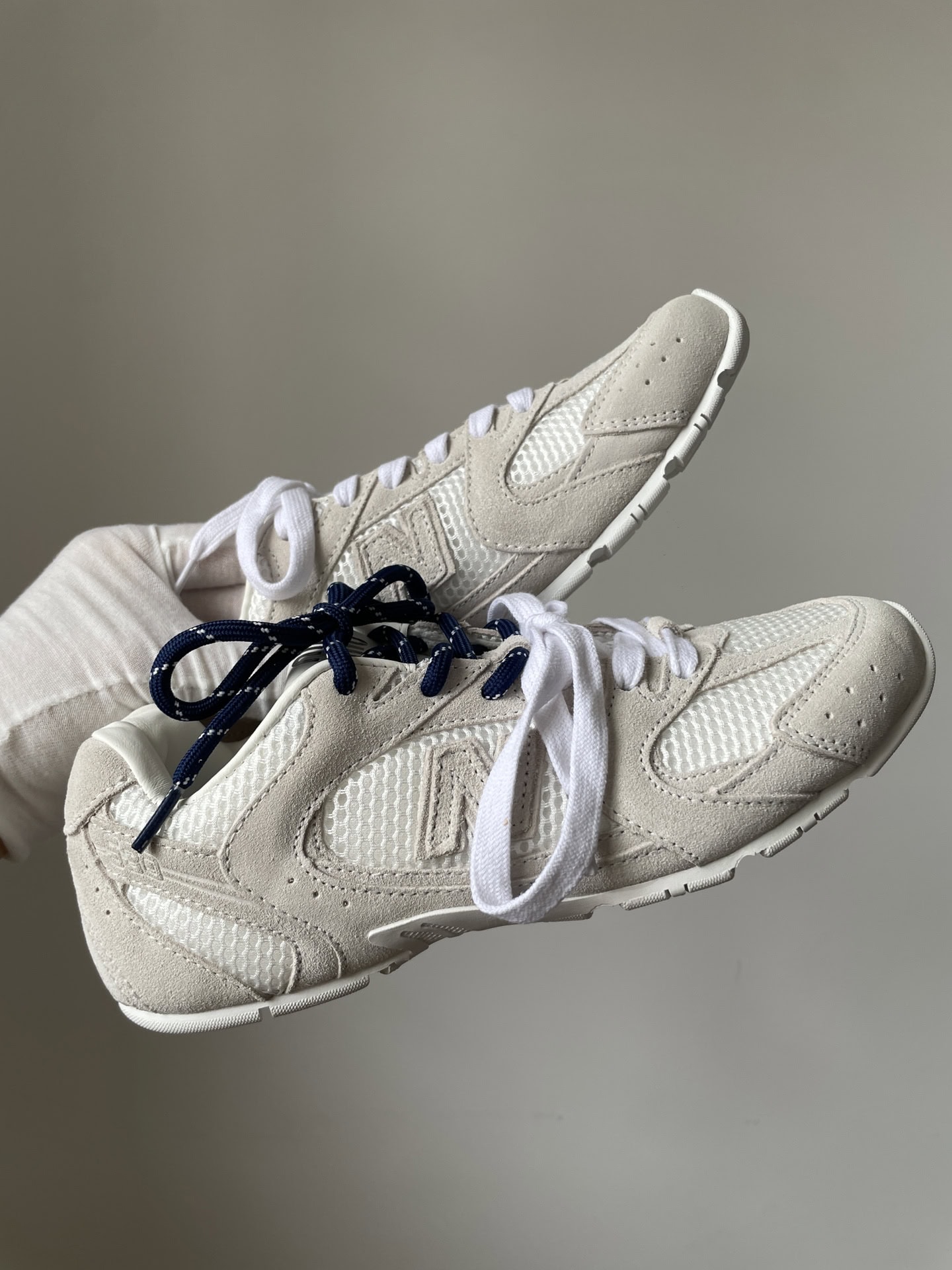 New Balance x Miu Miu NB 530 SL Qixi Edition Suede Mesh Low-Top Sneakers Women White - Image 5