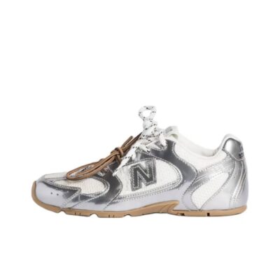 New Balance x Miu Miu NB 530 Lunar Silver Leather Lace-Up Trainers Women Silver