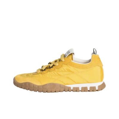 Miu Miu Tyre Fabric Suede Lace-Up Trainers Women Yellow