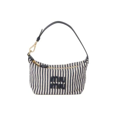 MIU MIU Spirit Logo Fabric Mini Handbag – Beige & Blue