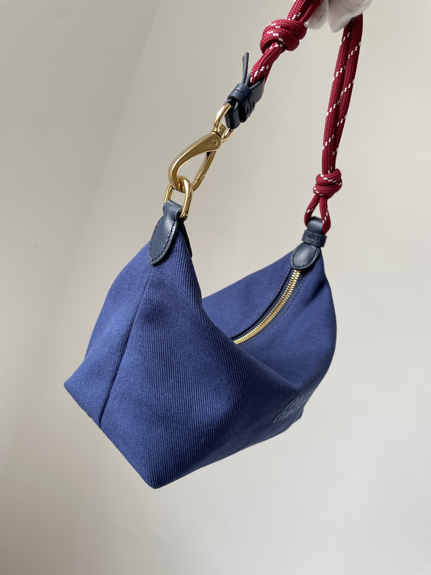 MIU MIU Embroidered Logo Cotton Mini Tote Bag – Indigo & Magenta - Image 3