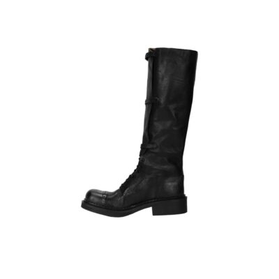 Miu Miu New Year Collection Calfskin Round Toe Multi-Buckle Knee Boots Women Black