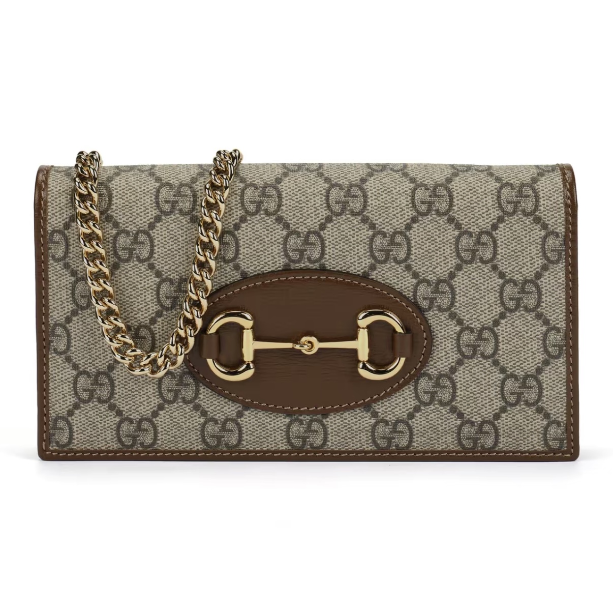 GUCCI Horsebit 1955 GG Supreme Canvas Chain Wallet Bag