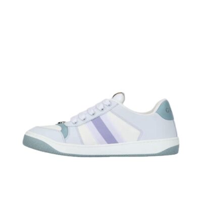 Gucci Screener Leather Casual Low-Top Sneakers Women Light Blue