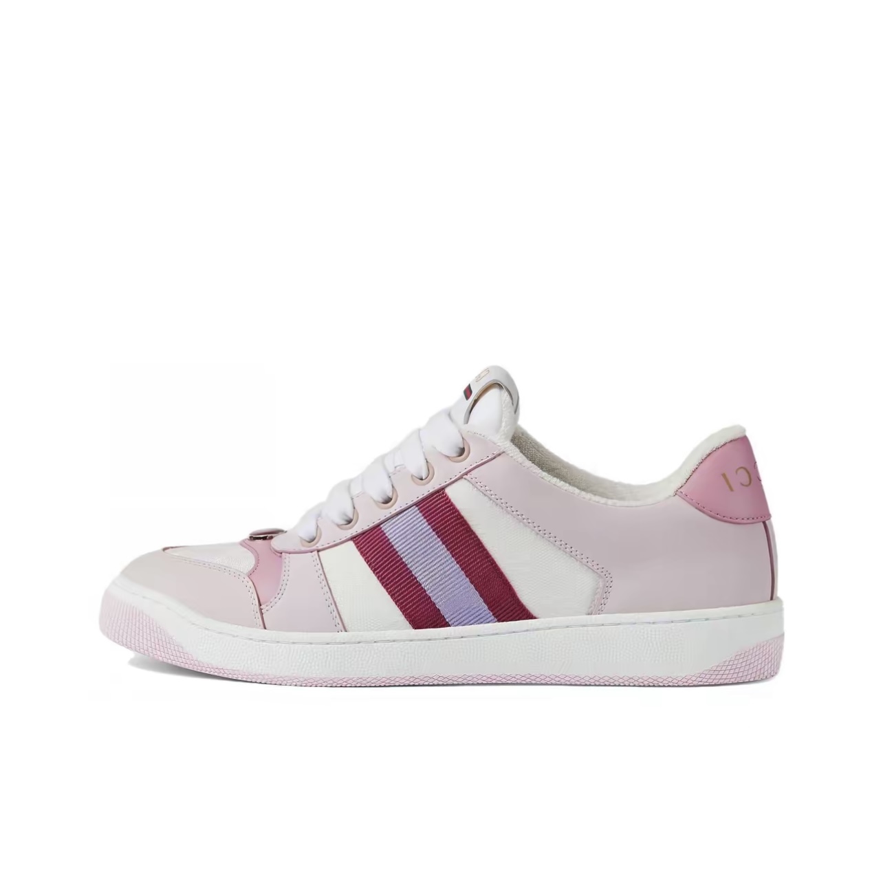 Gucci Screener Canvas Leather Low-Top Sneakers Women Light Pink
