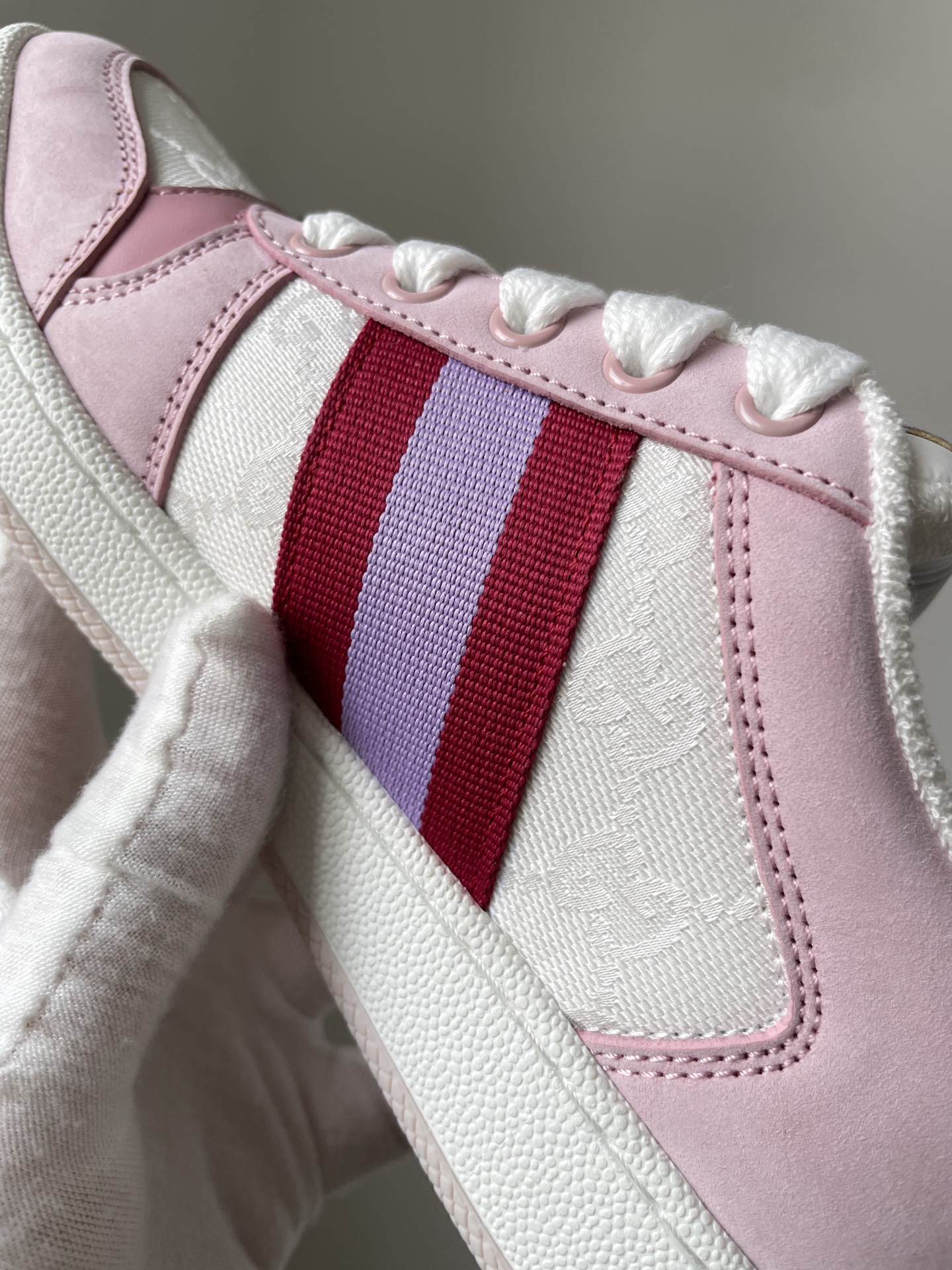 Gucci Screener Canvas Leather Low-Top Sneakers Women Light Pink - Image 7