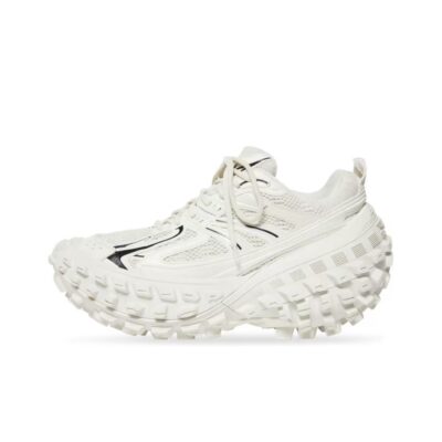 Balenciaga Defender Lace-Up Low-Top Distressed White Sneakers
