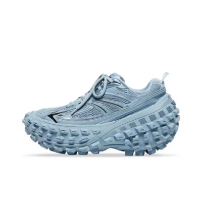 Balenciaga Bouncer Low-Top Distressed Blue Sneakers for Men