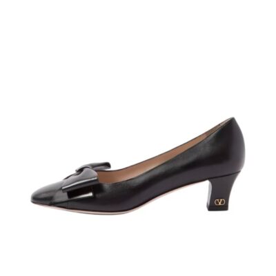 Valentino Bowow Round Toe Slip-On Block Heel Pumps 4.5cm Women Black