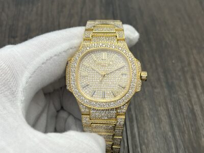 Patek Philippe Nautilus Ladies Automatic 35.2mm Full Diamond Yellow Gold