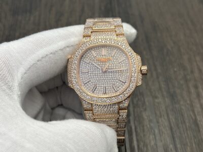 Patek Philippe Nautilus Ladies Automatic 35.2mm Full Diamond Rose Gold