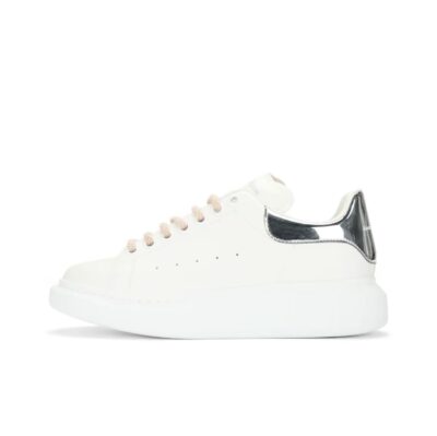 Alexander McQueen Oversized Sneaker Leather Round Toe Lace-Up Low-Top Sneakers Women White