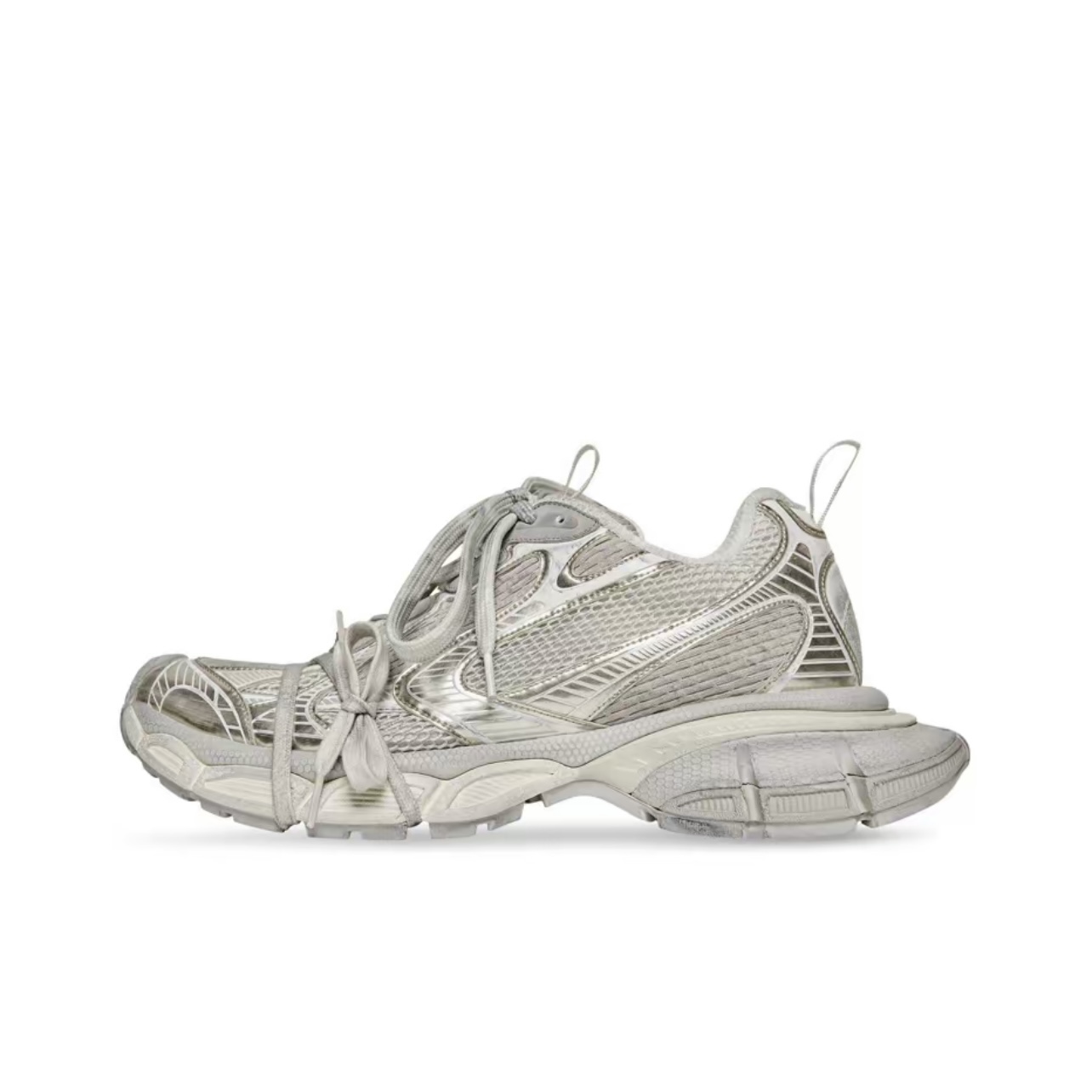 Balenciaga 3XL Mesh Lace-Up Low-Top Distressed Light Beige Sneakers for Women