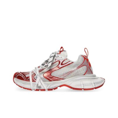 Balenciaga 3XL Mesh Lace-Up Low-Top Distressed White Red Sneakers for Men