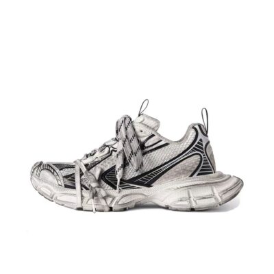 Balenciaga 3XL Round-Toe Lace-Up Low-Top White Gray Sneakers