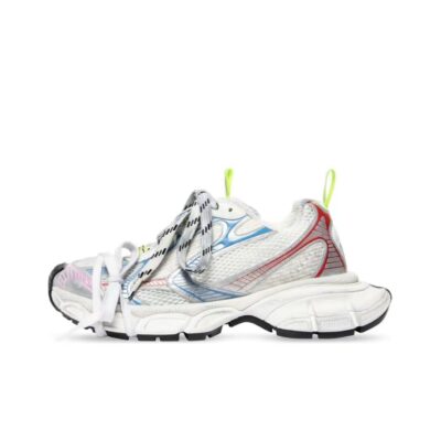 Balenciaga 3XL Mesh Lace-Up Low-Top Distressed White Red Blue Sneakers