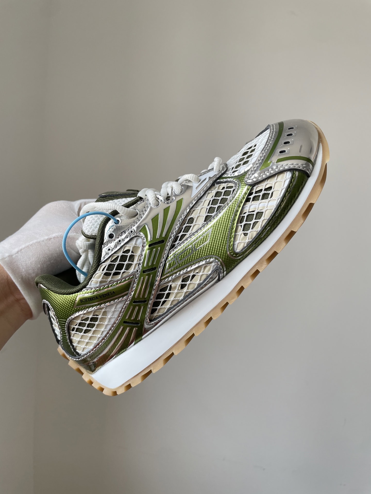 Bottega Veneta Orbit Round Toe Lace-Up Running Low-Top Sneakers Unisex Brown White - Image 3