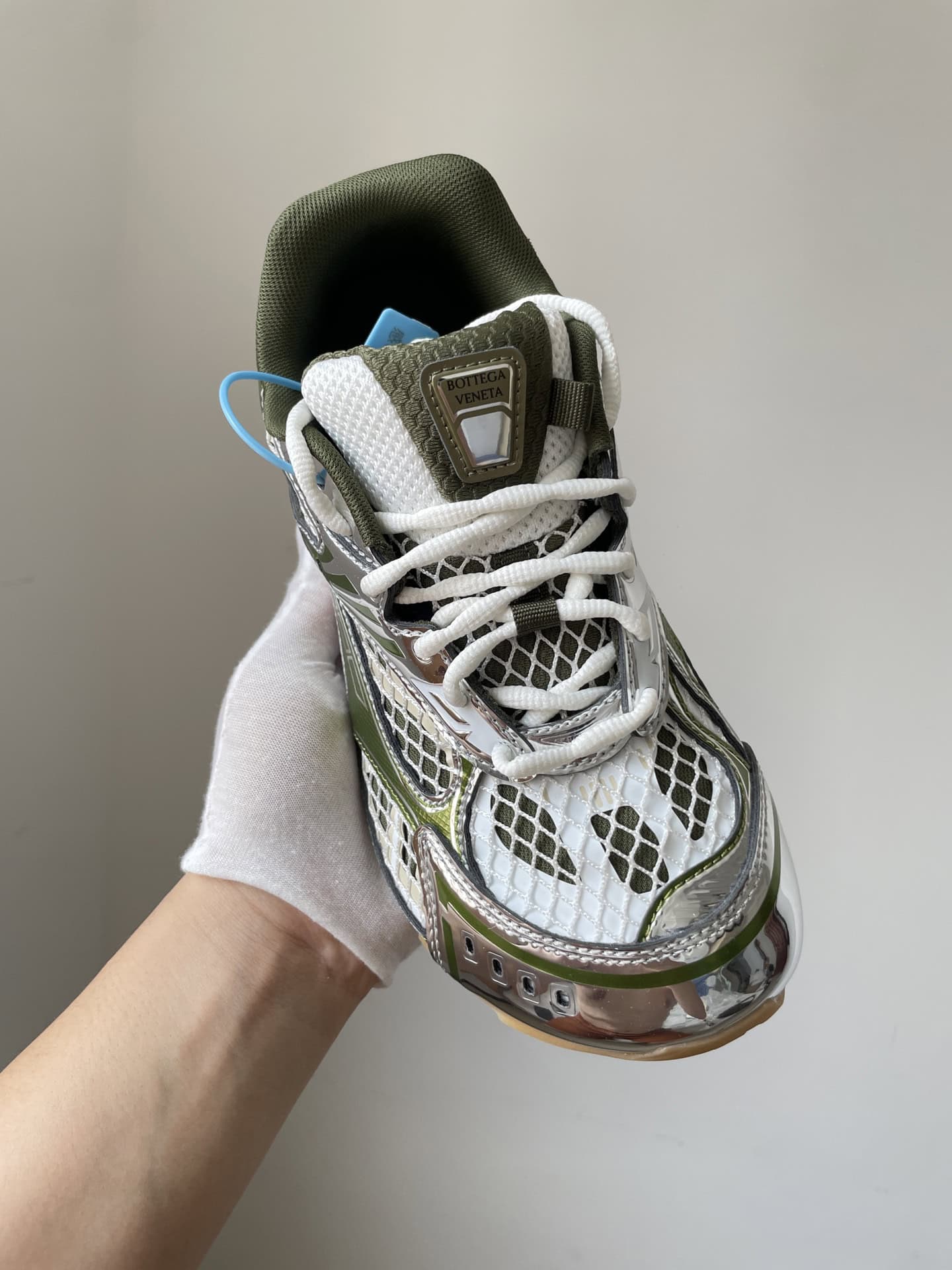 Bottega Veneta Orbit Round Toe Lace-Up Running Low-Top Sneakers Unisex Brown White - Image 5