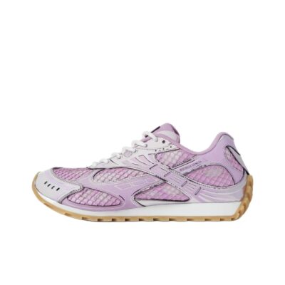 Bottega Veneta Orbit Calfskin Round Toe Lace-Up Running Low-Top Sneakers Unisex Light Purple