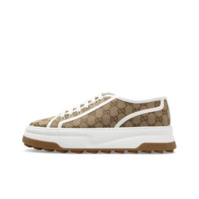 Gucci Interlocking Lace-Up Sneakers 5.5cm Unisex White Brown