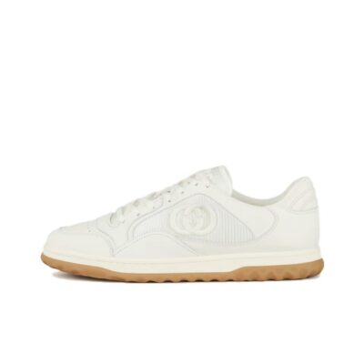 Gucci MAC80 Fabric Leather Lace-Up Sneakers Unisex Off White