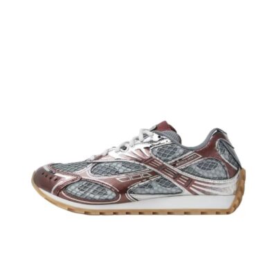 Bottega Veneta Orbit Fabric Comfortable Low-Top Sneakers Unisex Gray Red